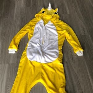 Yellow unicorn onesie